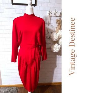 STUNNING Vintage 80’s Red Low Cut Back Dress Sz 8